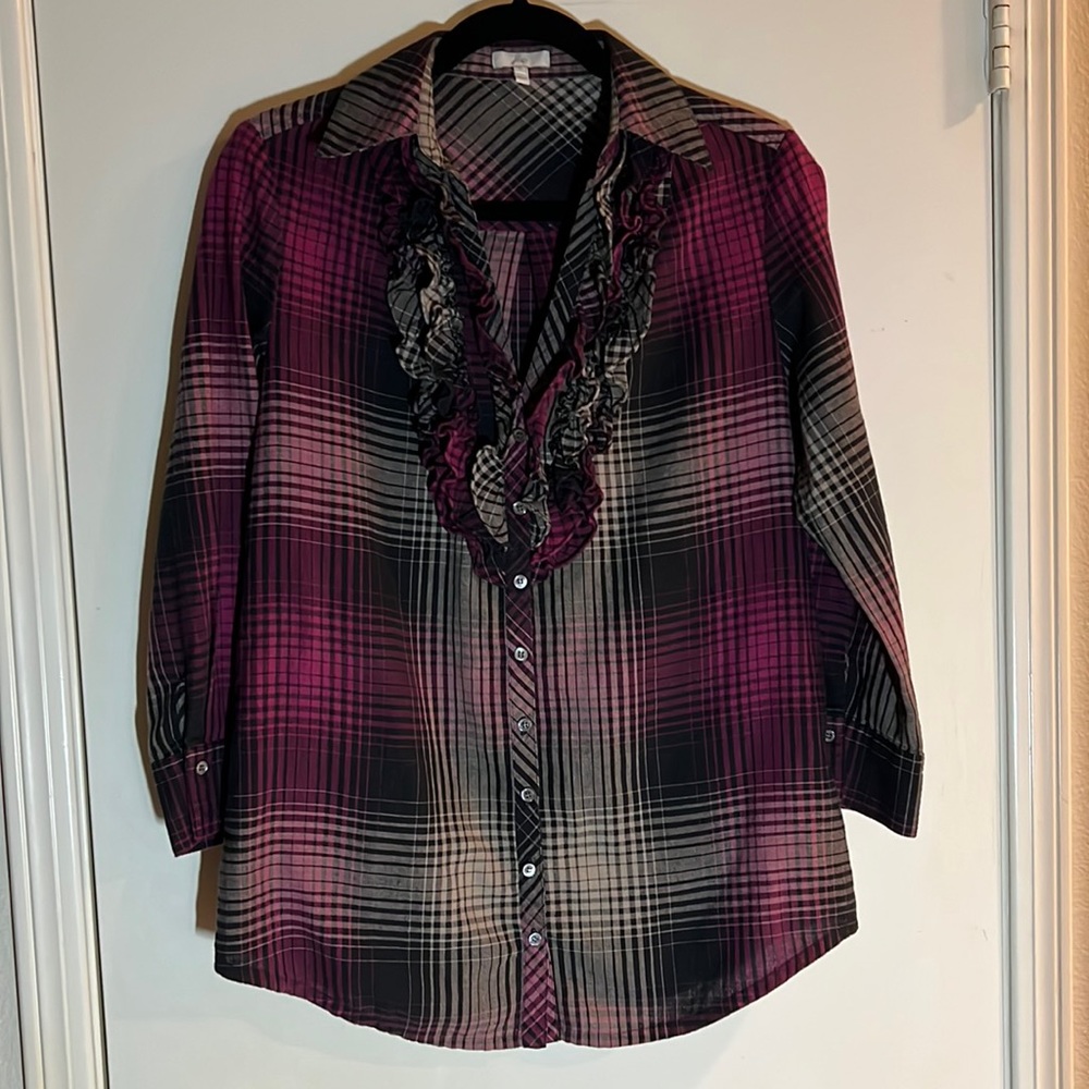 Joie Fara plaid ruffle flannel Cabincore